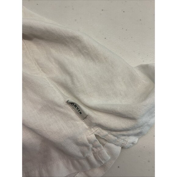 Orvis Women's Button-Up Short Sleeves Linen Blend Shirt White Beach Summer L - Picture 7 of 11